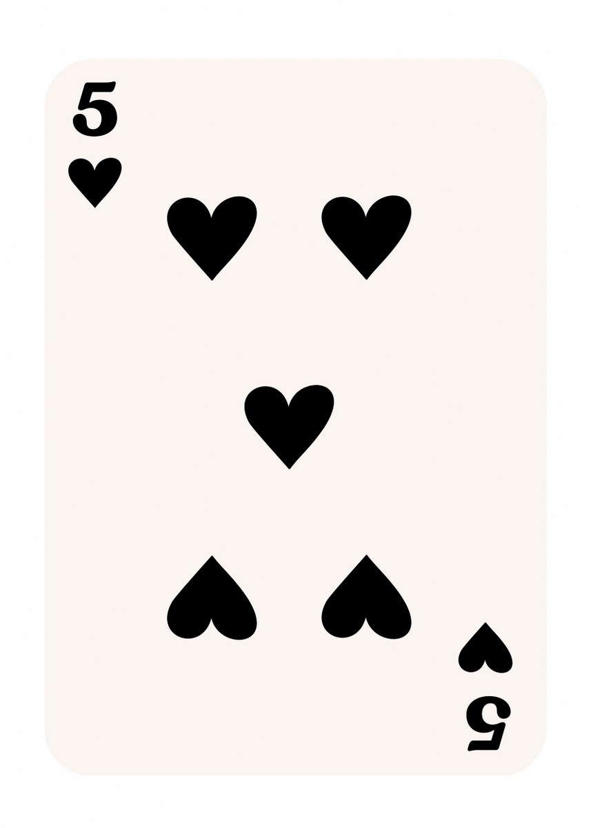 Five of Hearts: Minimalist Playing Card
