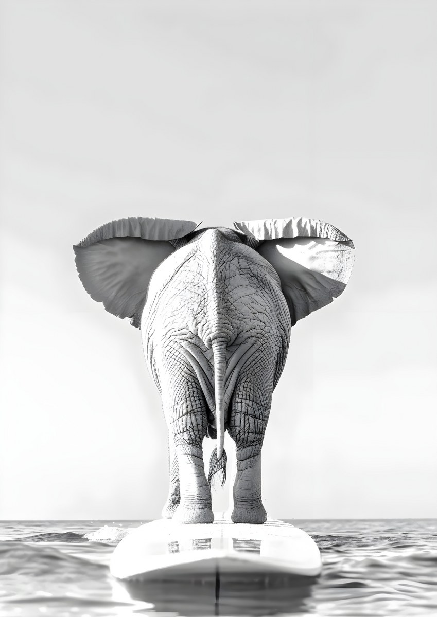 Surfing Elephant: Joy Defying Waves