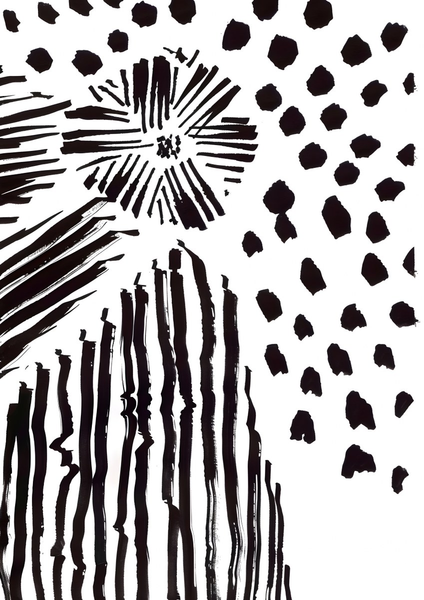 Energetic Patterns: Black and White Abstract